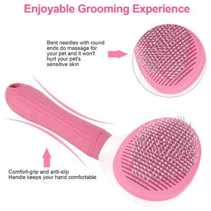 Pet Grooming Brush – One-Click Self-Cleaning Design