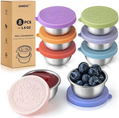 8 Pack - 1.6 Oz Small Salad Dressing Containers to Go, Sauce Cups with Lids