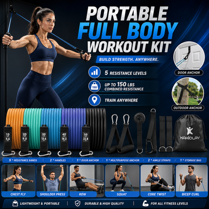 Resistance Bands Set with Handles – Portable Full Body Workout & Strength Training Kit