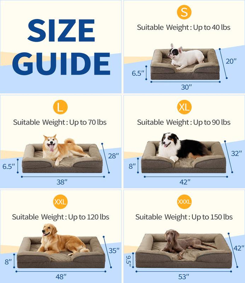 Made4Pet Orthopedic Dog Beds for Large Dogs, Dog Sofa Couch Egg-Crate Foam 38" Pet Couch Bed with Washable Waterproof Cover