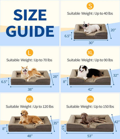 Made4Pet Orthopedic Dog Beds for Large Dogs, Dog Sofa Couch Egg-Crate Foam 38" Pet Couch Bed with Washable Waterproof Cover