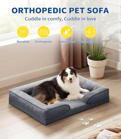 Made4Pet Orthopedic Dog Beds for Large Dogs, Dog Sofa Couch Egg-Crate Foam 38" Pet Couch Bed with Washable Waterproof Cover