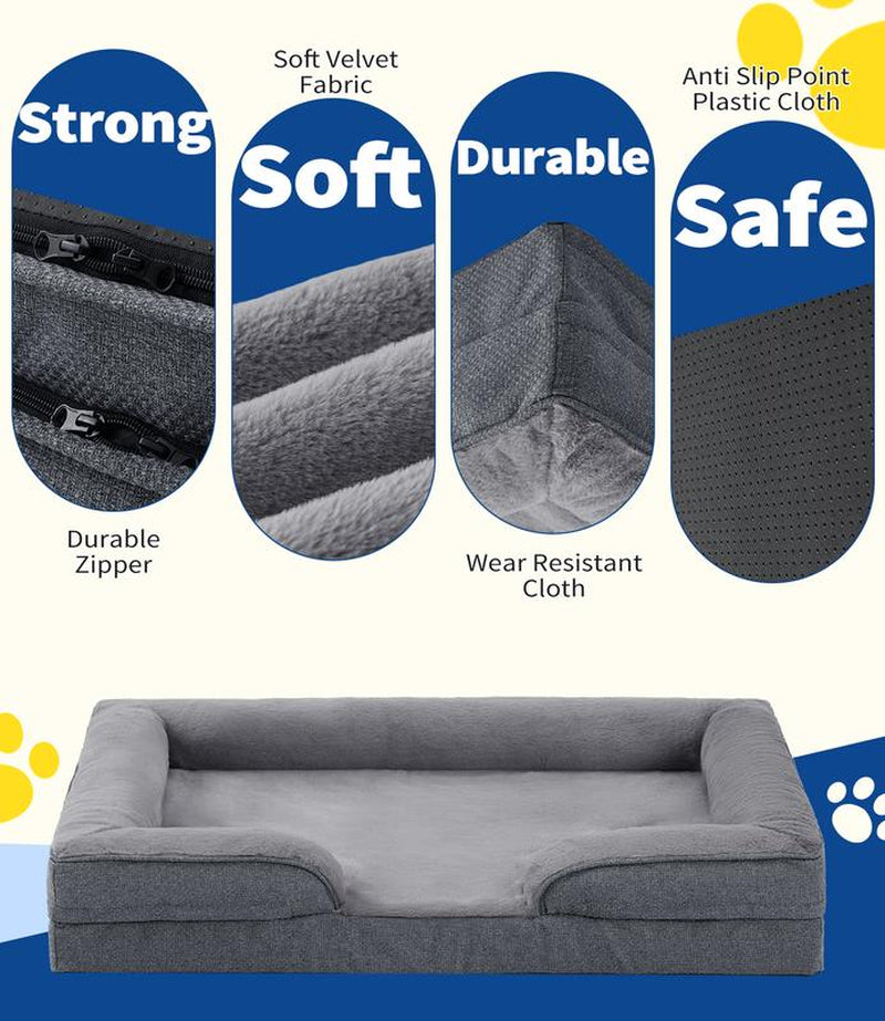 Made4Pet Orthopedic Dog Beds for Large Dogs, Dog Sofa Couch Egg-Crate Foam 38" Pet Couch Bed with Washable Waterproof Cover