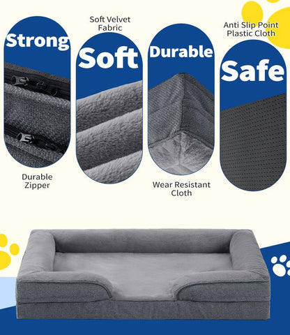 Made4Pet Orthopedic Dog Beds for Large Dogs, Dog Sofa Couch Egg-Crate Foam 38" Pet Couch Bed with Washable Waterproof Cover