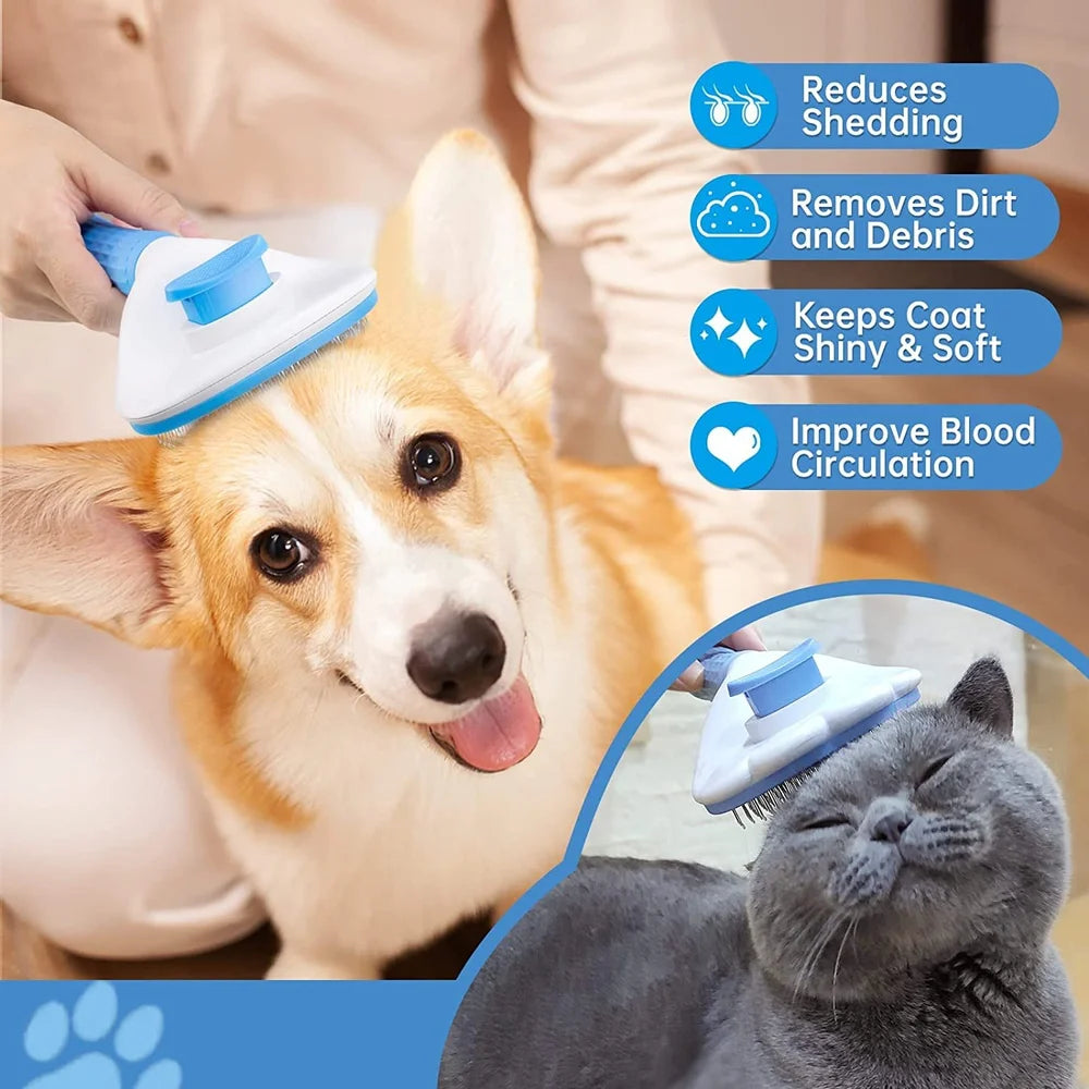 Pet Grooming Brush – One-Click Self-Cleaning Design
