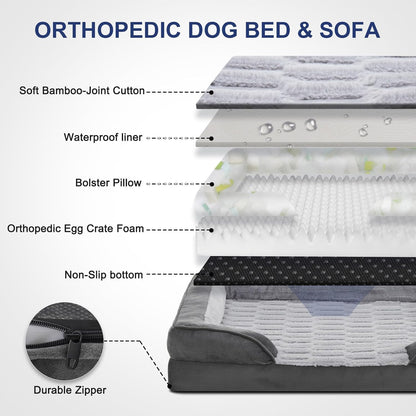 Orthopedic Dog & Cat Beds, Washable Waterproof Cover, Pet Sofa Bed